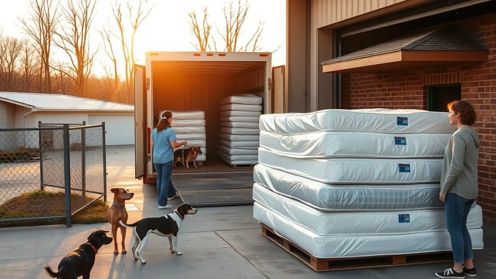 Spenden von Matratzen an Obdachlosenunterkünfte